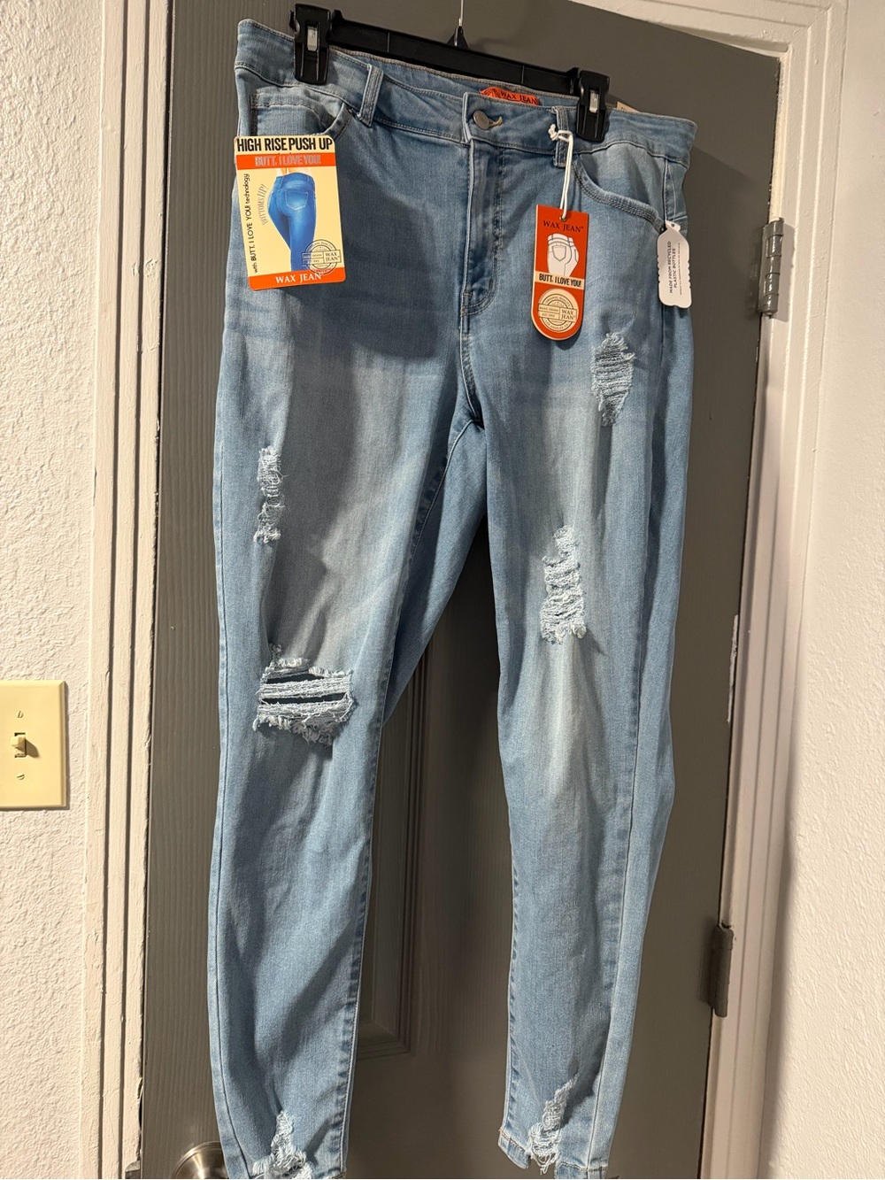 Wax Jean Light Blue High-Rise Distressed Push-Up Jeans